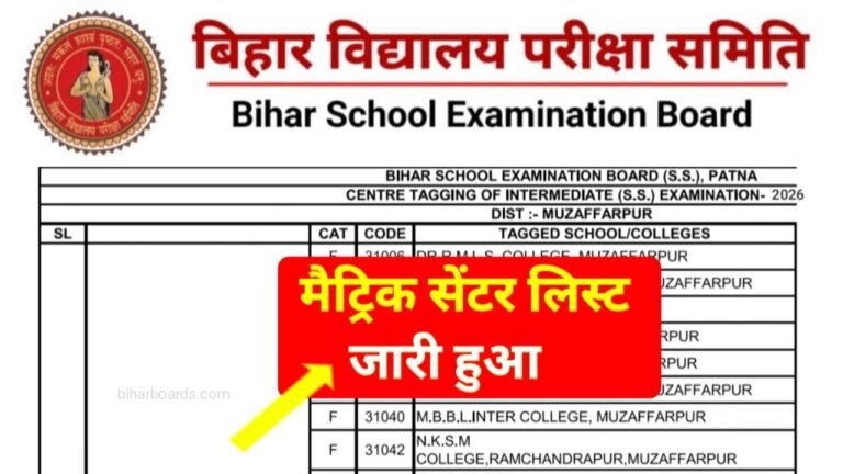Bihar Board 10th Center List 2026