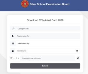 Bihar Board 12th Admit Card 2026 Link