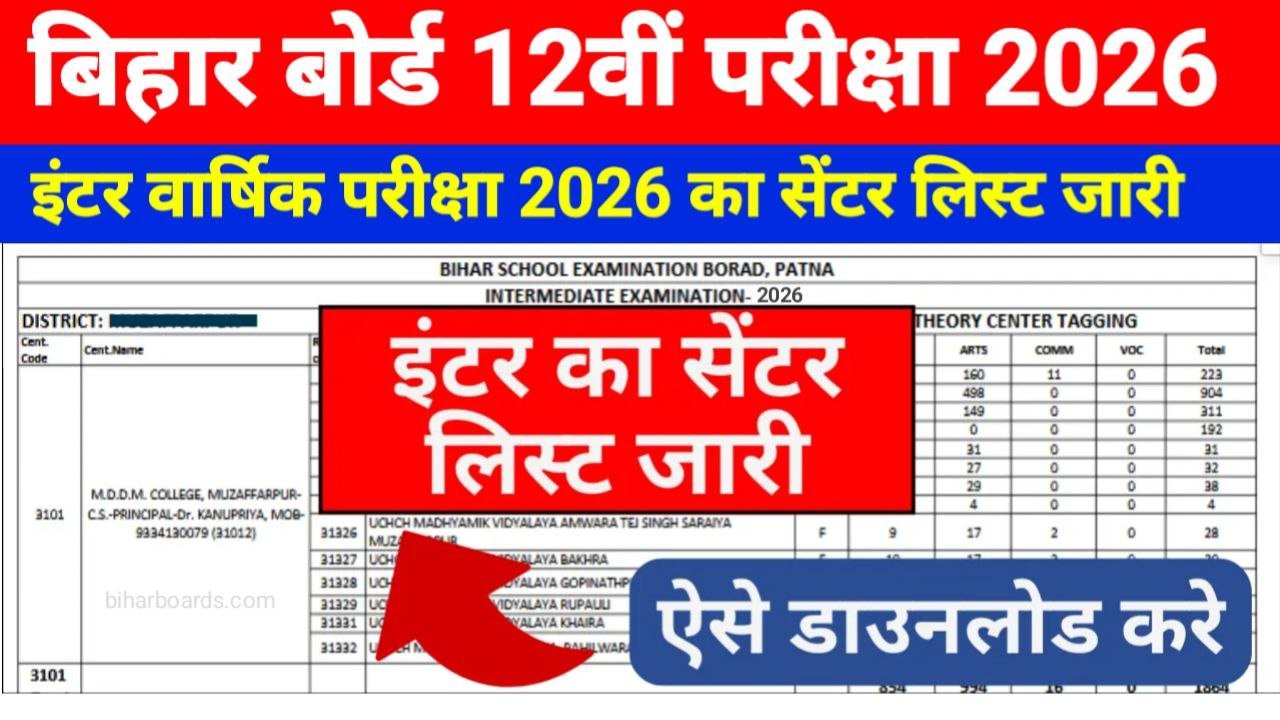 Bihar Board 12th Center Last 2026