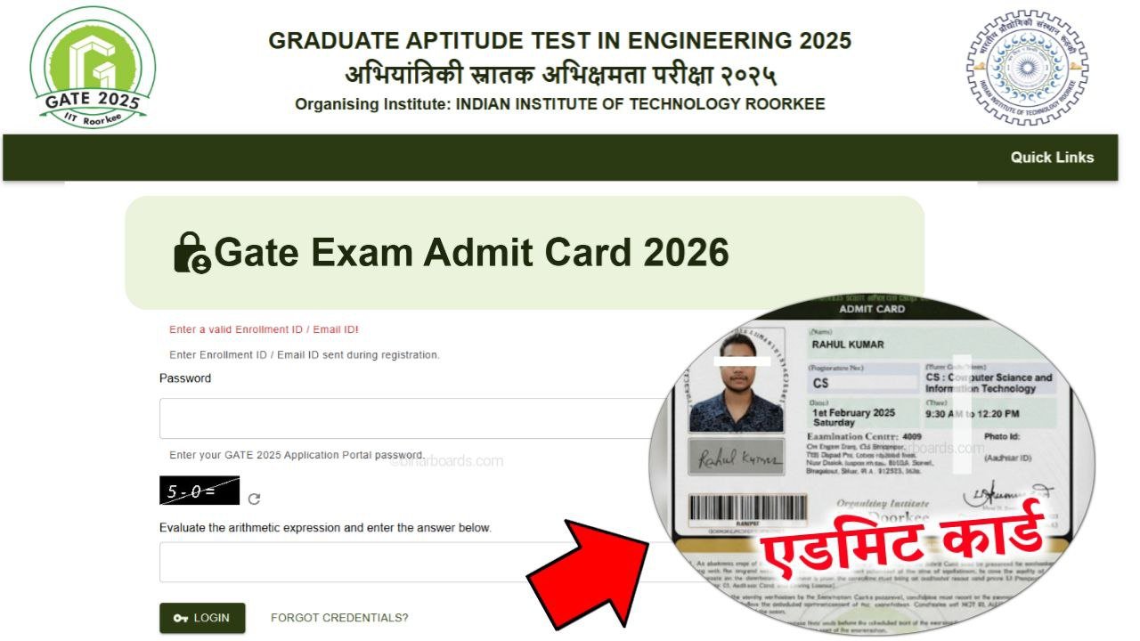 Gate Exam Admit Card 2026